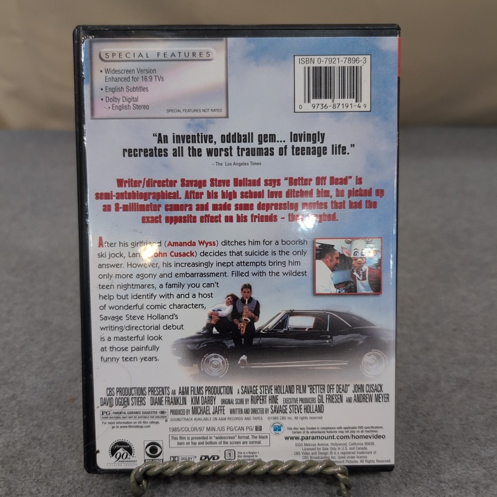 Better Off Dead DVD‎ John Cusack 1985 Paramount Widescreen Collection PG - Picture 2 of 2
